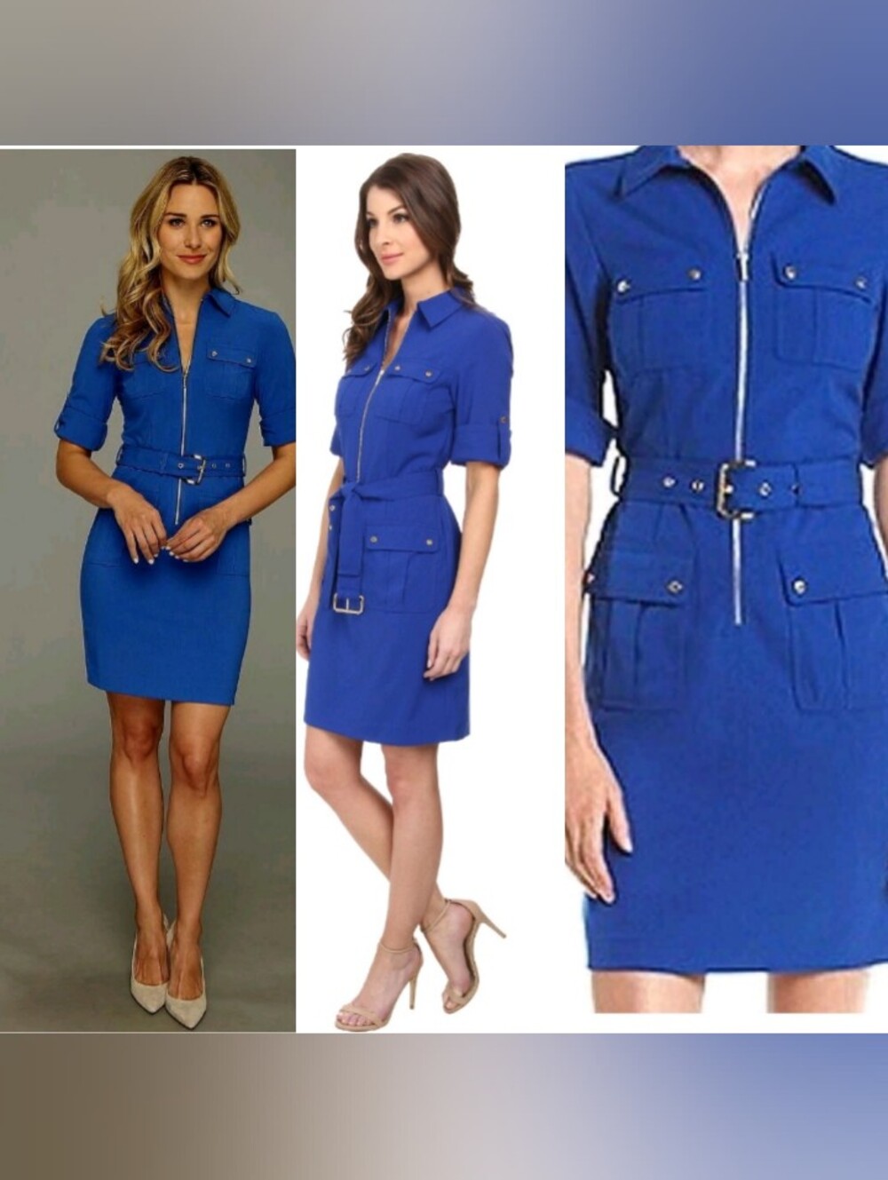 Michael Kors Cobalt Zip-Belt Shirt Dress